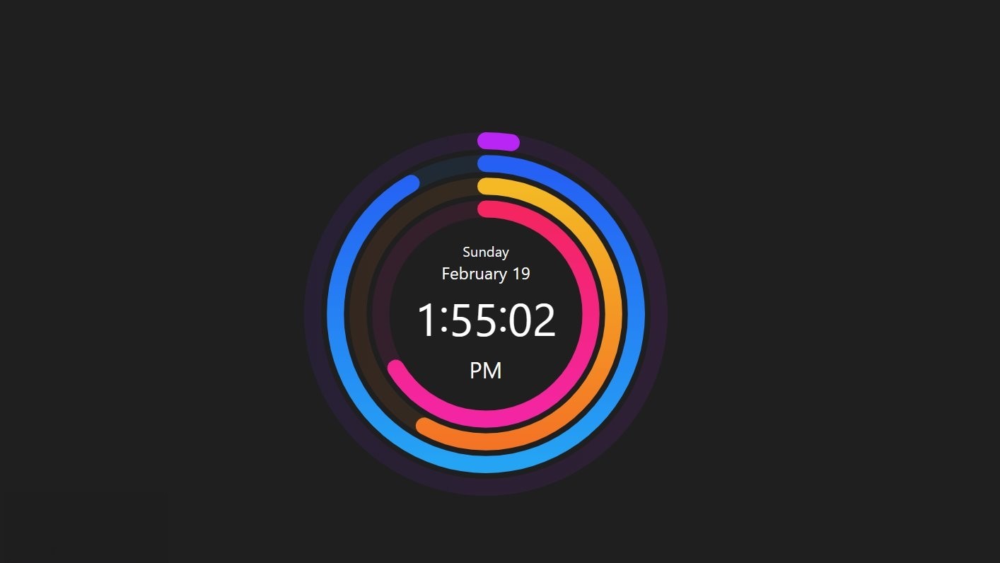 炫酷圆环进程时钟单页HTML源码